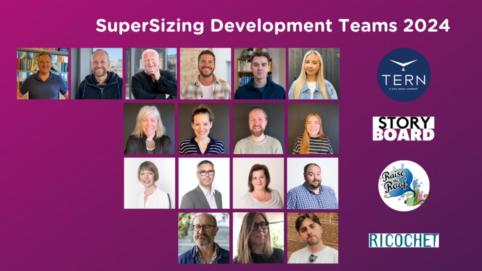 The TRC SuperSizing Development Teams for 2024 - 17 headshots of people across four rows.